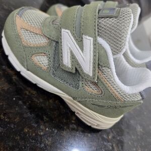 New Balance Kids' Olive and Beige Sneakers